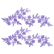 2Pcs Long Patch Flower Vine with Leaf, 10" x 4" Iron on Patch Applique, Purple