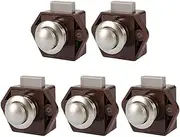 5pcs Push Button Drawer Cupboard Door Catch Lock Caravan Van Cabinet Latch Knob Tools Brown for RV Drawer Cabinet Door Thickness 15-18mm