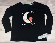 Cat & Jack PJ Pajama Long Sleeve Shirt size L large 10/12 - Black/Moon/Owl - NEW