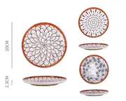 bulk 18 Oriental Special Glazed Round Plate 3 Assorted 20x2cm