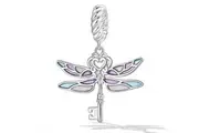 Solid 925 Signature Silver Dragonfly Key Charm