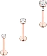 [ZKGYUS] 3 Pack Nose Rings Earrings Medical Steel Nose Rings Lip Studs Earrings Stud Earrings Crystal Zircon Jewelry Set for Men Women