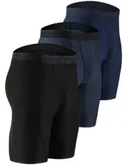 Men's Compression Shorts Underwear (3 Pack) (Medium, Black/Charcoal/Navy)