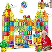 Magnetic Tiles 100PCS Magnet Building Blocks for Kids Educational Magnetic Blocks Sensory Toys Montessori Stacking 3 4 5 6 7 Year Old Boys Girls Gift