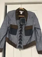 Oscar de la Renta Brown / Denim Jacket Size 14 BRAND NEW WITH TAGS.