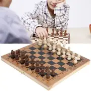 3 In 1 Folding Wooden Chess Checkers Board Game Portable ZK