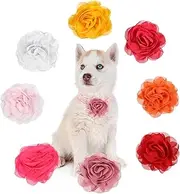 8 Pcs Dog Flower Collar Accessories 3 inch Colorful Cat Puppy Charms Pet Flower Collars Soft Dog Bow Tie for Dog Grooming Charms Accessories, Fabric