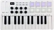 25 Key MIDI Keyboard, Bluetooth MIDI Keyboard Controller with 8 RGB Backlit Drum Pads & 8 Knobs & 2 Touch Strips, Portable Beat Maker and Keytar for Music Production