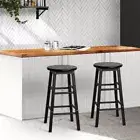 Artiss 2x Bar Stools Round Chairs Beech Wood Black 61cm for Boxing Day Sales