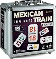 Queensell Mexican Train Dominoes Double 18 Set for Adults and Family - Colored Dot Board Game