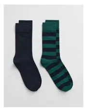 [Gant] Barstriped And Solid Socks in Deep Forest