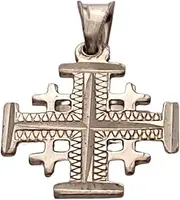 [Holy Land Trips] Sterling Silver (925) Jerusalem Crusader's cross Pendant Handcrafted in the Holy Land. Engraved by diamond cutting machine., Metal