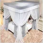 Grey and White Bunk Bed Canopy for 's Bedroom, 2-in-1 Bed Curtain and Mosquito Net for Single and Double Bed, (Size: 180X200 Cm/71X79 INES) (Size : 180X220cm/71X87in)