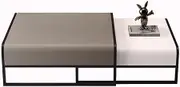 Modern Nesting Coffee Table Set of 2, Stacking Square Coffee Table, Sturdy Metal End Table, Minimalist Accent Side Table for Living Room, Small Spaces, Bedroom, Office, Home Decor(Big Gray+little Whit