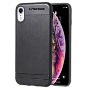 2Pcs Litchi Texture Tpu Shockproof Case For Iphone Xr (Black)
