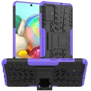 For Samsung Galaxy A71 Case, Shockproof Heavy Duty Tough Kickstand Protective Rugged Case Cover (Purple)