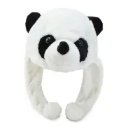 Cartoon Plush Panda Beanie Hat Long Strap Warm Earflap Cap Stuffed