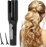 Automatic Electric Hair Curler, Adjustable Negative Ions Hair Curler, USB Charging Portable Travel Styling Tools for Straight Curly Hair (Color : Black)