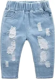 [EISHOW] Little Boys Jeans Shorts, 1-7 Years Toddler Baby Summer Casual Elastic Waist Ripped Denim Shorts Pockets Pull up Pants