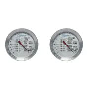 2x Cuisena Round Analogue Stainless Steel Glass Meat Thermometer Cooking Silver