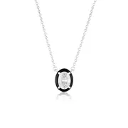 GEORGINI REFLECTION OVAL PENDANT SILVER & BLACK ENAMEL