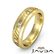 Mens Solid Ring Bezel Round Diamond Eternity Wedding Band 14k Yellow Gold 0.15Ct