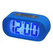 Round Electronic Alarm Clock, Blue Digital Alarm Clocks for Bedrooms