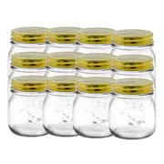 12PK Lemon & Lime 300ml Roma Glass Jars Preserve Jar Container w/ Gold Lids