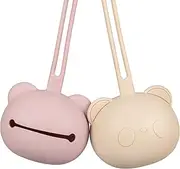 Airfish Silicone Dummy Box, Pack of 2, BPA-Free Baby Bear Dummy Bag, Silicone Case for Baby Travel Dummy, Dummy Storage Box, Dummy Holder for Girls, Boys, Beige and Pink