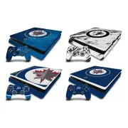 OFFICIAL NHL WINNIPEG JETS VINYL SKIN DECAL FOR PS4 SLIM CONSOLE & CONTROLLER