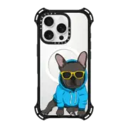 iPhone 16 Pro Bounce Case MagSafe Compatible Hipster Frenchie - Black
