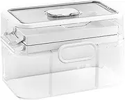 Medicine Organizer - Empty Medication Box | Removable 3-Tier Medical Case | 28.5x17x15.5cm Tools Container With Tray | Pharmacy Organiser For Family, Men, Senior