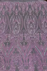 Pink Victorian Egg/Tulip, Big Print, Sequin, 4-way Stretch, Fabric 55"