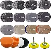 3 Inch Sandpaper Grit 60-10000 Wet Dry Sander Sheets with 1/8"&1/4"Shank Backer Plate and Soft Foam Buffering Pad Grinding Abrasive Sponge Sanding Disc Pad Kit for Wood Metal Mirror Jewelry Car 128pcs