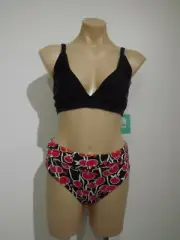 Red/Black CHERRY DD Cup Bra Bikini .. CHEETAH .. Size 10,12,14 & 16 #CZ9976 BNWT