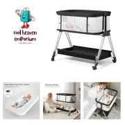 Baby Bassinet Bedside Sleeper with Wheels and Storage Tray,4-Sided Mesh Bedsi...