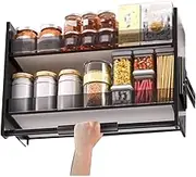 Pull Down Cabinet Organizer,2 Tier Drop Down Spice Shelf,Heavy-Duty Wall Cabinet Lifting Basket Load Bearing 15kg,for Cupboard Bar Cafe Storage Cabinet(760x260x540mm)