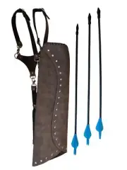 Robin Hood Leatherlike Quiver 3 Rubber Tipped Arrow Set with Adjustable Straps