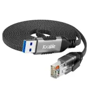 Flat USB to Ethernet Cable 12 FT USB 3.0 A to RJ45 Thin Cord Directly Connect...