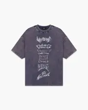 [We11done] Purple Multi Logo Print T-Shirt