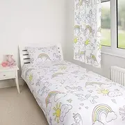 Zappi Co Unicorn Toddler Cot Bed Duvet Cover Set With Pillowcase Reversible Kids Bedding Set, Girls Fairy Castle Pink