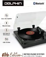 DOLPHIN PH-101 Vinyl Turntable Record Player with Blt-in Bluetooth & 2 speakers