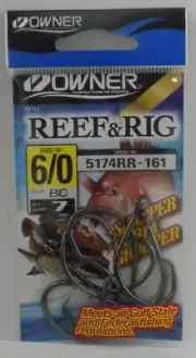 Owner 5174RR-161 Black Chrome Reef and Rig Circle Hook Size 6/0 7Ct