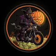 Halloween Patch Iron-on Applique Cat on Motorcycle Pumpkin Spooky Decorative