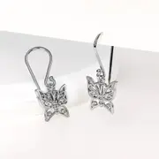 Solid 925 Sterling Silver Butterfly Dangle Earrings