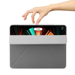 【Pipetto】2022 第6/第5代 12.9吋 Origami TPU多角度多功能保護套 深灰色(iPad Pro 12.9吋)