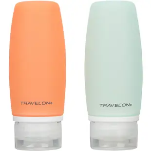 《TRAVELON》旅行分裝瓶(大橘藍2入) | 沐浴乳 洗髮精 乳液瓶 保養品空瓶