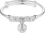 Fashion Bracelet,Gifts for Mum,925 Sterling Silver Bracelet Adjustable Cuff Bangle Hand Carve Hollow Silver Beads Friendship Bracelet Birthday Gifts for Sisters Friend Couples Mom