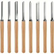8PCS Professional Wood Turning Chisels Set High-Speed Steel Blades Lathe Chisel Kit with Skew Parting Spear Point Gouges