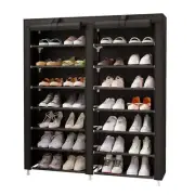 Shoe Rack Storage Organizer, Double Row Portable Nonwoven Fabric Cover Shoe R...